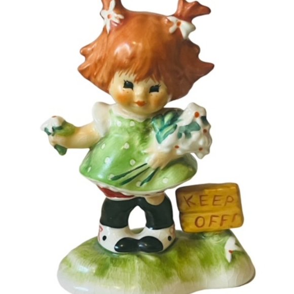 Goebel Redheads Hummel figurine Germany 1956 vtg Keep Off flowers sign antique